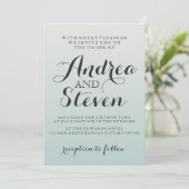 Moderne Blush Light Aqua Hochzeit Einladungen (Stehend Vorderseite)