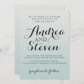 Moderne Blush Light Aqua Hochzeit Einladungen (Vorne/Hinten)