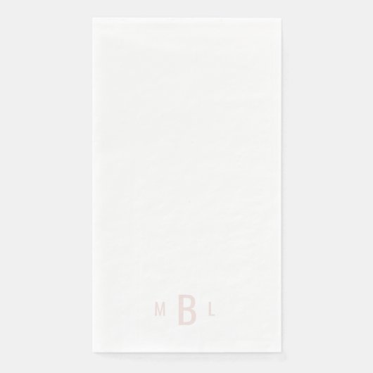 Moderne Blush Monogram White Wedding Serviette (Vorderseite)