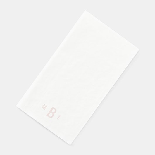 Moderne Blush Monogram White Wedding Serviette (Ecke)