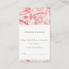 Moderne Blush Paisley Diaper Raffle Baby Dusche Begleitkarte