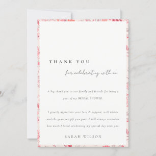 Moderne Blush Paisley-Typografie Brautparty Dankeskarte