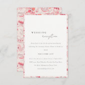 Moderne Blush Paisley Typografie Hochzeitsempfang Begleitkarte (Vorne/Hinten)