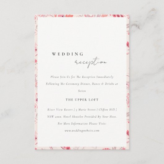 Moderne Blush Paisley Typografie Hochzeitsempfang Begleitkarte (Vorderseite)