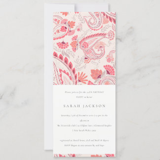 Moderne Blush Paisley Typografie jedes Alter Gebur Einladung
