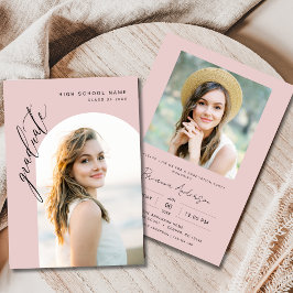 Moderne Blush Pink 2 Foto Graduierungsparty Einladung