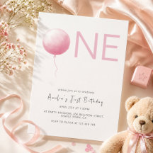 Moderne Blush-Pink-Ballon-Girl-Erstgeburtstag