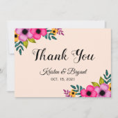 Moderne Blush Pink Bläschen Minimal Hochzeit Dankeskarte (Vorderseite)