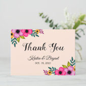 Moderne Blush Pink Bläschen Minimal Hochzeit Dankeskarte (Stehend Vorderseite)