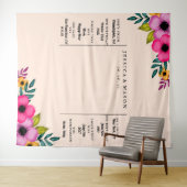 Moderne Blush Pink Bloral Hochzeitsstand Hintergru Wandteppich (Beispiel (Horizontal))