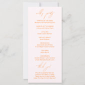Moderne Blush Pink & Bright Orange Hochzeitsprogra (Rückseite)