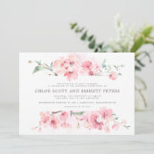 Moderne Blush Pink Cherry Blüten Blumenzehen Einladung (Stehend Vorderseite)