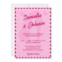 Moderne Blush-Pink-Chevron-Streifen-QR-Code-Hochze