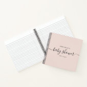 Moderne Blush Pink Chic Script Baby Duschgast Notizblock (Innenseite)