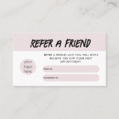 Moderne Blush Pink Empfehlen Sie eine Freundschaft Visitenkarte (Vorderseite)