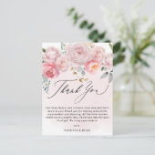 Moderne Blush Pink Floral Baby Dusche Vielen Dank Postkarte (Stehend Vorderseite)