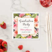 Moderne Blush Pink Floral Border Graduation Party Serviette (Beispiel)