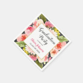 Moderne Blush Pink Floral Border Graduation Party Serviette (Ecke)