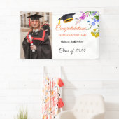 Moderne Blush Pink Floral Graduate Party Banner (Insitu)