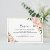 Moderne Blush Pink Floral Hochzeitsempfehlung Begleitkarte (Stehend Vorderseite)