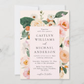 Moderne Blush Pink Floral Wedding Einladung (Vorderseite)