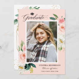 Moderne Blush Pink Foto Graduation Party Einladung