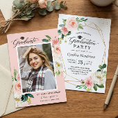 Moderne Blush Pink Foto Graduation Party Einladung