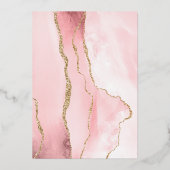 Moderne Blush Pink Gold Agate Dunkle Hochzeit Folieneinladung (Rückseite)