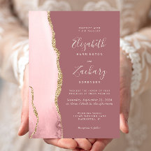 Moderne Blush Pink Gold Agate Dusty Rose Hochzeit