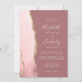 Moderne Blush Pink Gold Agate Dusty Rose Hochzeit Einladung (Vorderseite)