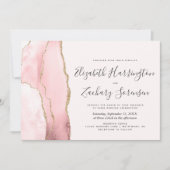 Moderne Blush Pink Gold Agate Einladung Hochzeit (Vorderseite)