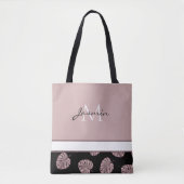 Moderne Blush-Pink-Monogramm-Tropenblatt Tasche (Vorderseite)