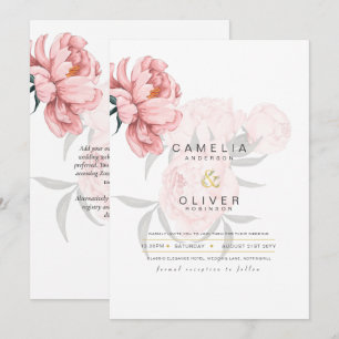 Moderne Blush Pink Peonies Bloral Wedite Einladung