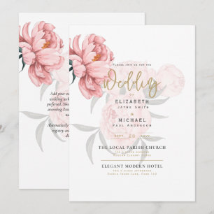 Moderne Blush Pink Peonies Bloral Wedite Einladung