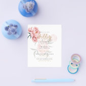 Moderne Blush Pink Peonies Bloral Wedite Einladung Flyer (Einzeln)