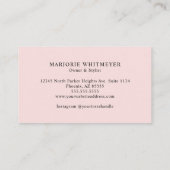 Moderne Blush-Pink-Schwarze Schrift Foto-Make-up Visitenkarte (Rückseite)