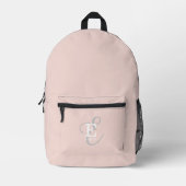 Moderne Blush Pink Stilvolle Monogram Typografie Bedruckter Rucksack (Vorderseite)
