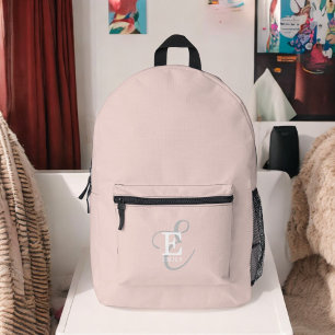 Moderne Blush Pink Stilvolle Monogram Typografie Bedruckter Rucksack