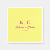 Moderne Blush Pink und Butter Gelbe Hochzeit Serviette (Vorderseite)