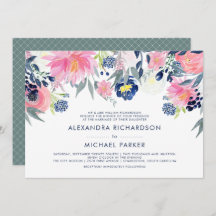 Moderne Blush Pink- und Navy-Floral-Hochzeit