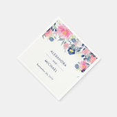 Moderne Blush Pink- und Navy-Floral-Hochzeit Serviette (Ecke)