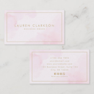 Moderne Blush Pink Wasserfarbe , Social Media Icon Visitenkarte