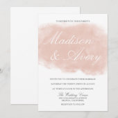 Moderne Blush Pink Watercolor Splash Hochzeit Einladung (Vorne/Hinten)