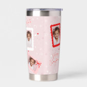 Moderne Blush-Rosa „Fa La La“ Weihnachts-Foto Thermobecher (Links)