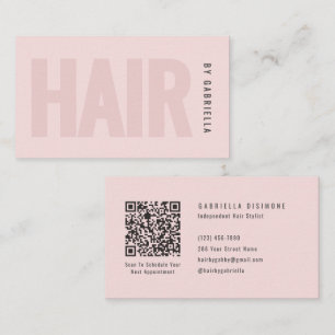 Moderne Blush-Rosa-Friseur-QR-Code Visitenkarte