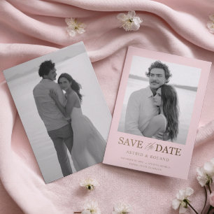 Moderne Blush-Rosa und Gold Foto Save-the-Date-Kar Save The Date