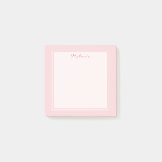 Moderne Blush-Rosa-Weiß-Rand-Script-Schrift Post-it Klebezettel (Vorderseite)