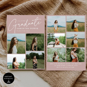 Moderne Blush Rose 10 Fotos Graduation Party Einladung