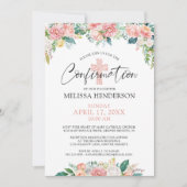 Moderne Blush-Rose - Blumenkreuz-Bestätigung Einladung (Vorderseite)