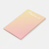 Moderne Blush Rose Coral Gold Ombre Script Post-it Klebezettel (angewinkelt)